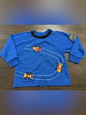 Vintage My Pal for Boys Kids Blue Race Car Long-Sleeve Top Size 3T